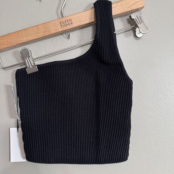 NWT Babaton Sculpt Knit One-Shoulder Cropped Tank size XS black - Picture 2 of 5